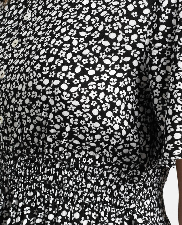Chemisier smocké fleuri noir - Pimkie
