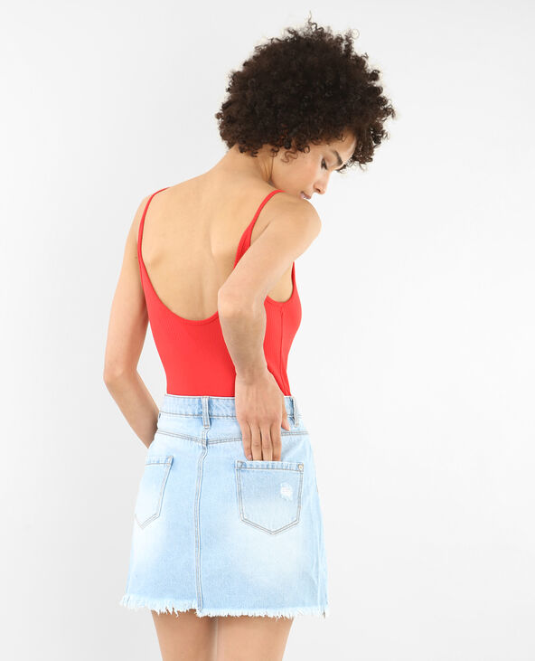 Body en maille côtelée rouge - Pimkie