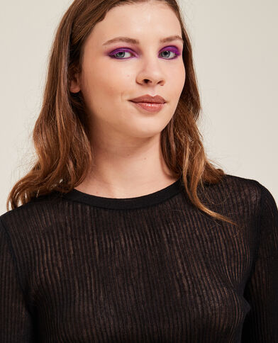 Pull maille côtelée transparente noir - Pimkie