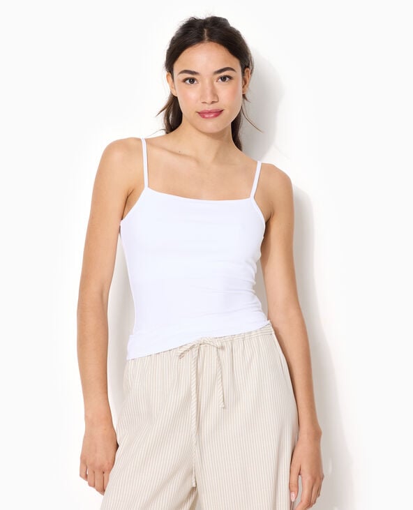 Débardeur maille extensible fines bretelles blanc - Pimkie