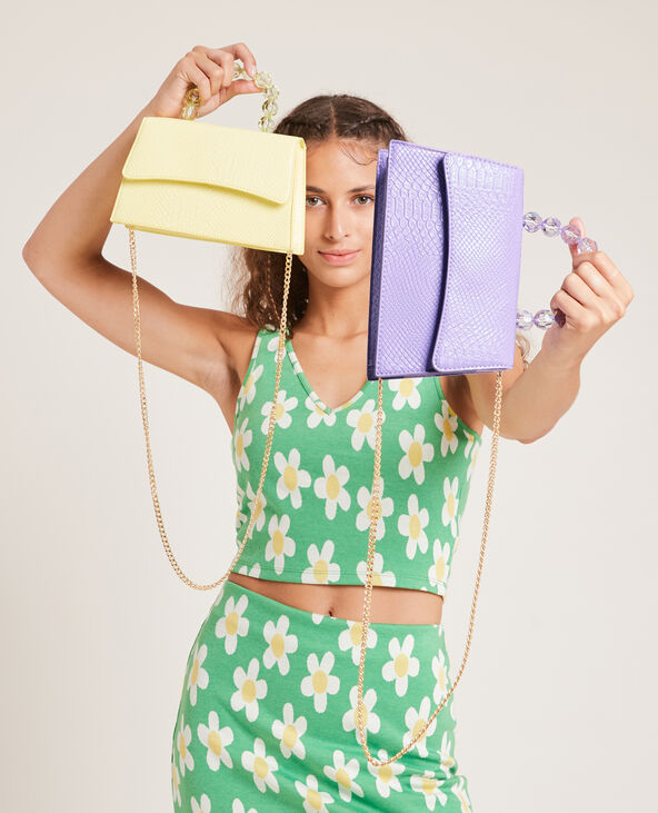 Sac boxy avec poignée perles jaune - Pimkie