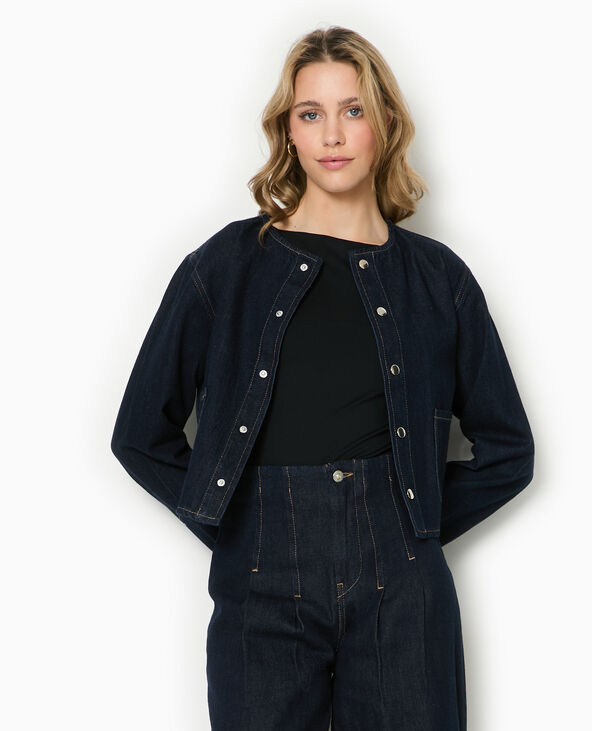 Veste droite en jean avec pressions bleu - Pimkie