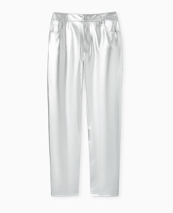 Pantalon en simili cuir argenté argenté - Pimkie