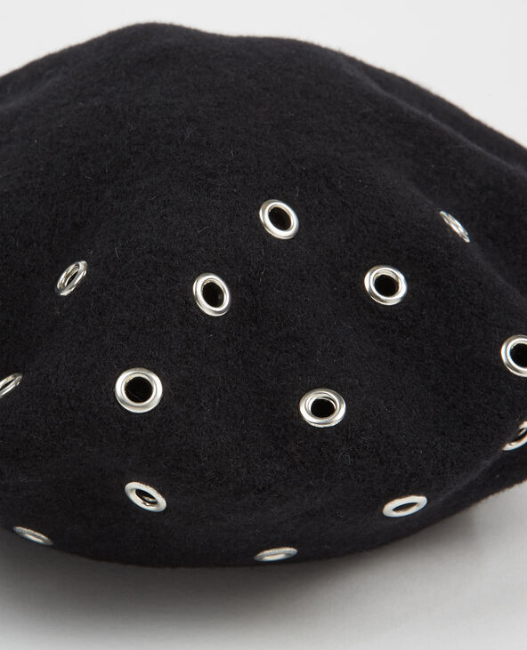 Beret à œillets noir - Pimkie