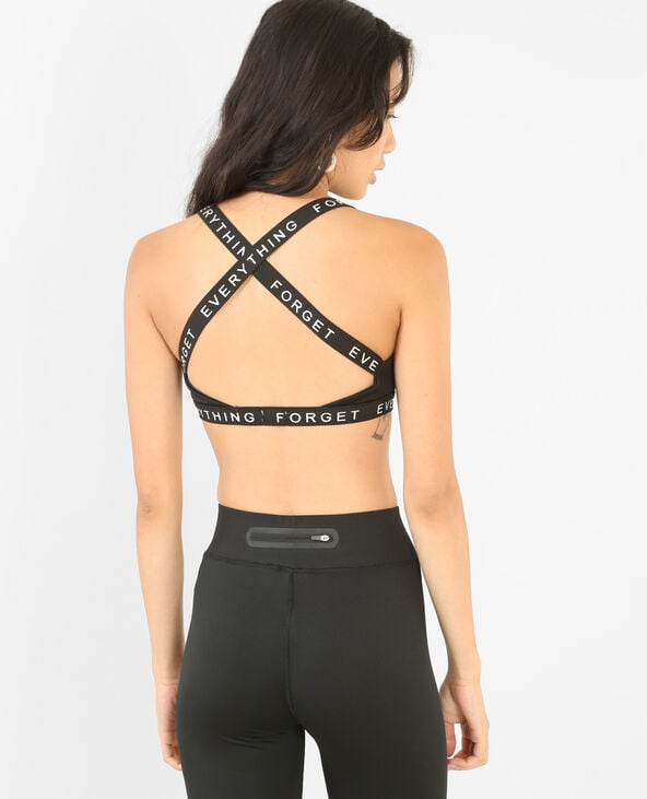 Brassière de sport dos croisé noir - Pimkie