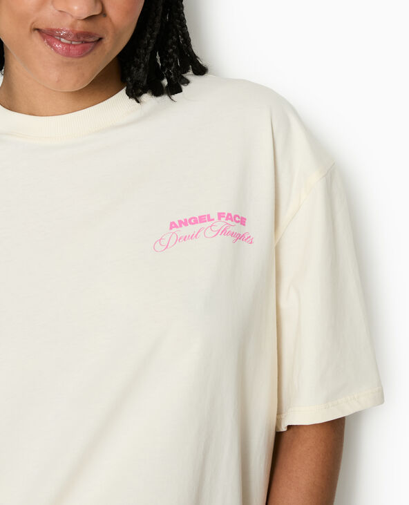 T-shirt oversize avec print poitrine et dos blanc - Pimkie