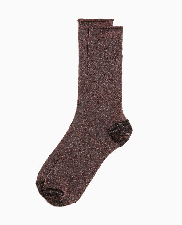 Chaussettes avec fils lurex marron - Pimkie