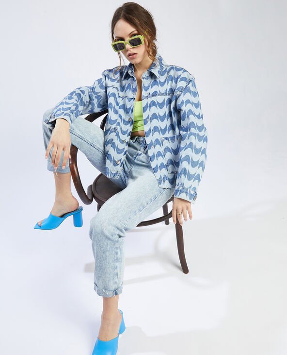 Veste en jean droite bleu - Pimkie