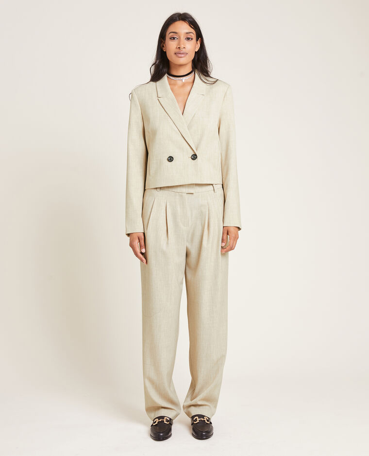 Veste blazer courte avec épaulettes beige chiné - Pimkie