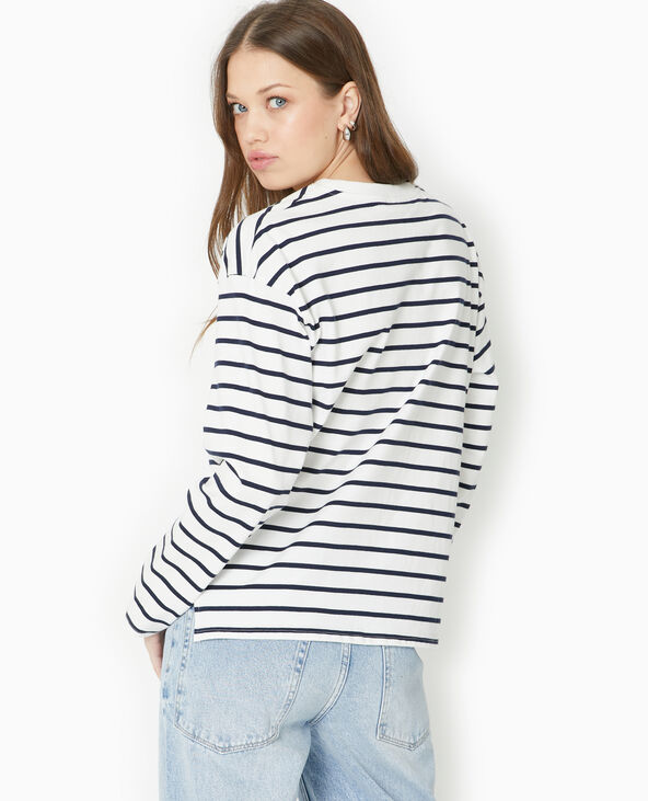 Marinière oversize manches longues blanc - Pimkie