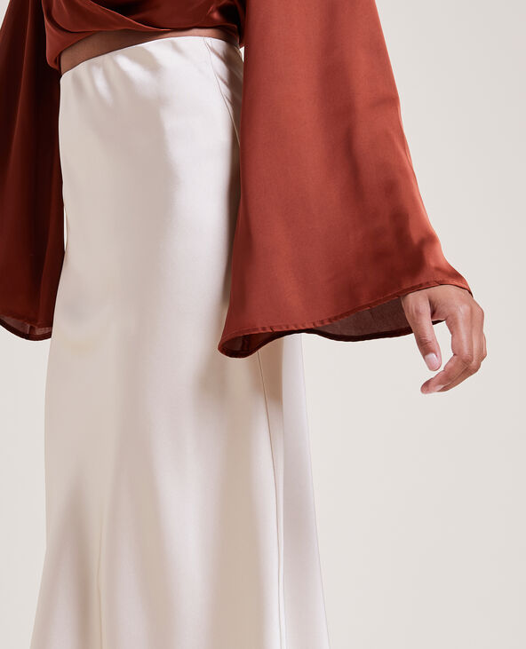 Jupe longue en satin blanc - Pimkie
