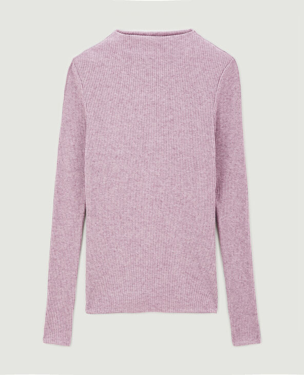 Pull fin en maille côtelée col cheminée lilas - Pimkie