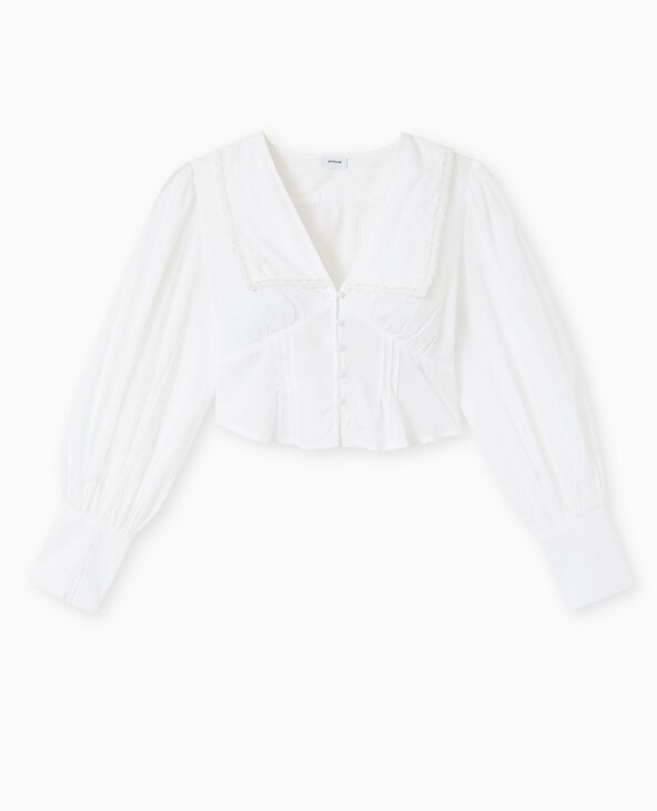 Blouse courte avec grand col blanc - Pimkie