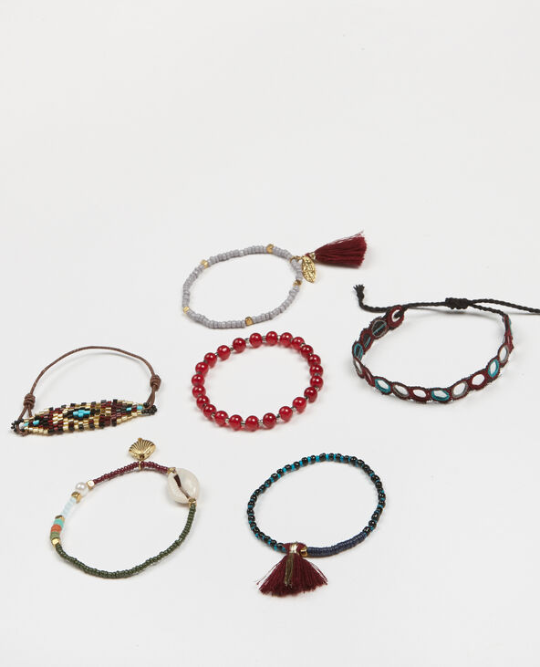 Lot de 6 bracelets bordeaux - Pimkie