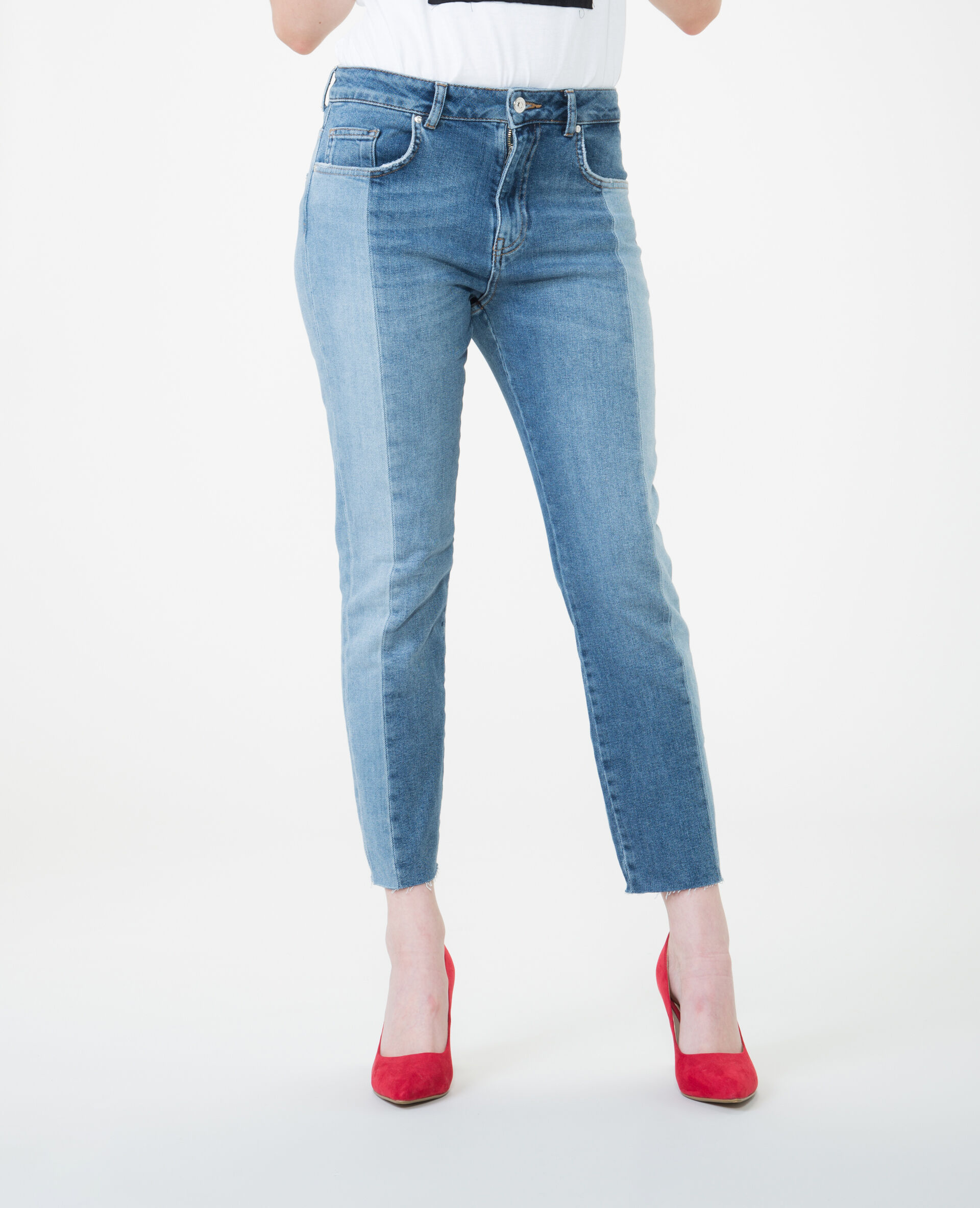 Jean skinny bicolore bleu denim - 140415683A06 | Pimkie