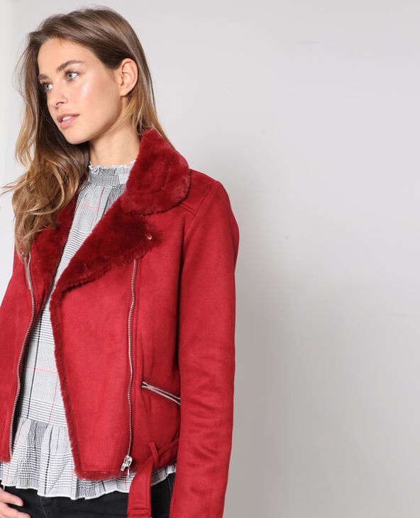 Veste perfecto suédine rouge - Pimkie