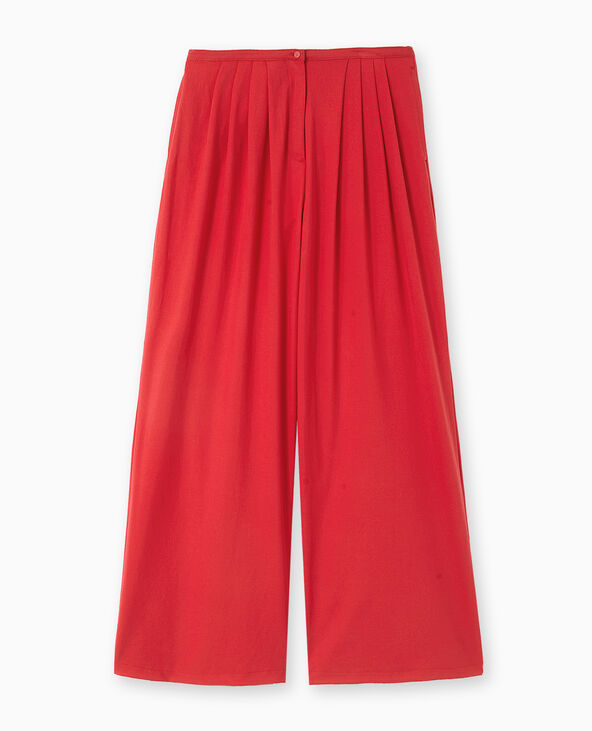Pantalon large et droit avec pinces rouge - Pimkie