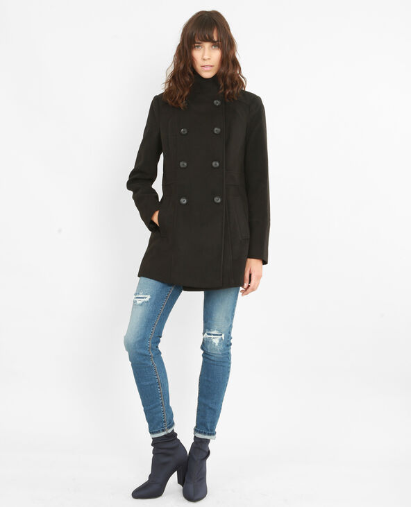 Manteau double boutonnage noir - Pimkie