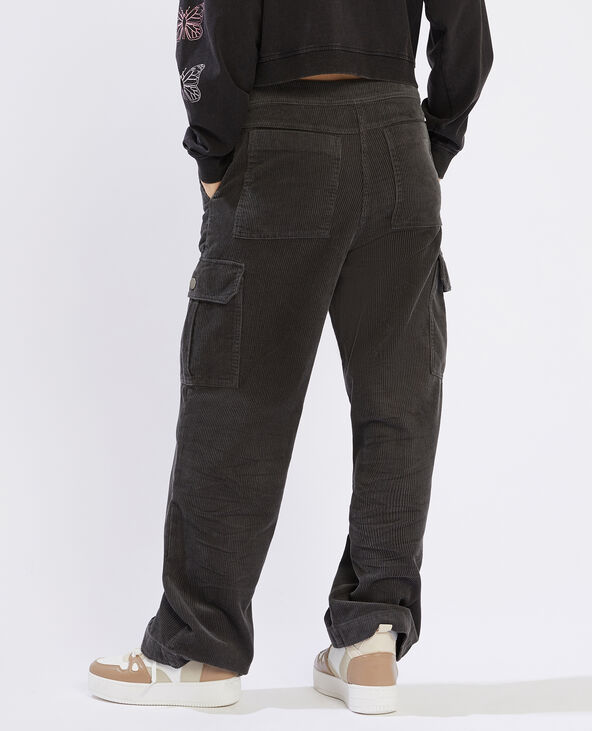 Pantalon battle en velours gris foncé - Pimkie