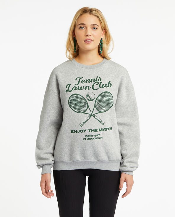 Sweat oversize avec print devant gris chiné - Pimkie