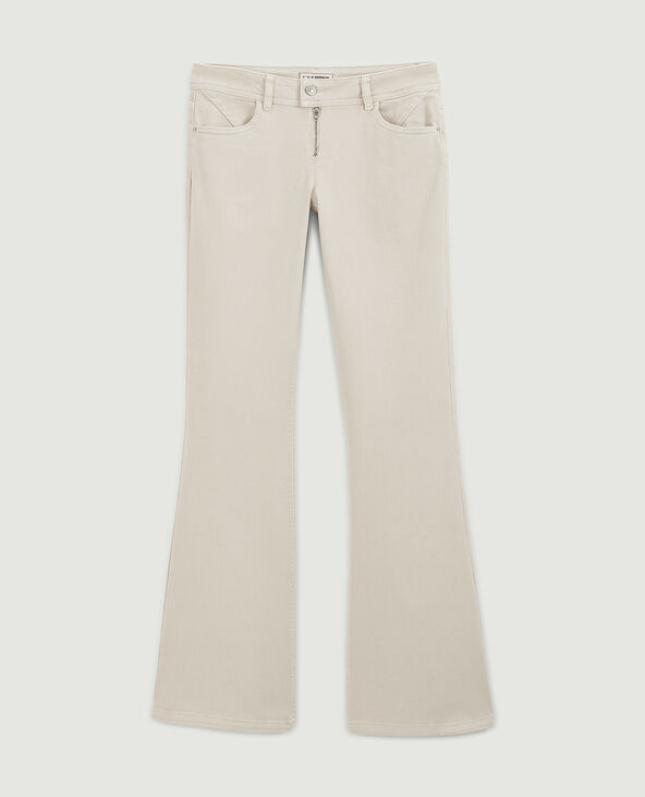 Jean flare bootcut taille basse zip apparent beige - Pimkie