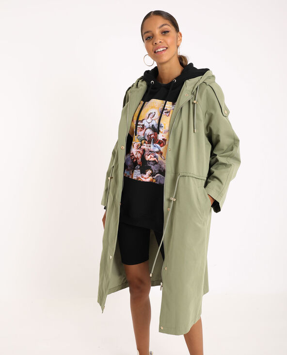 Parka longue à capuche vert de gris - Pimkie