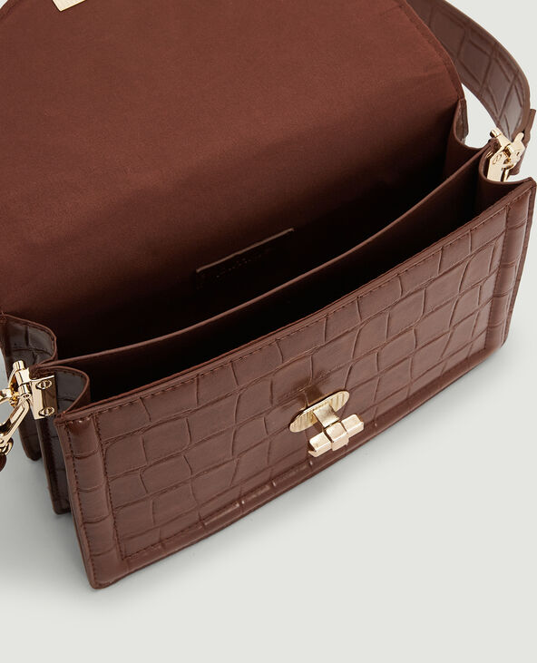 Sac boxy effet croco marron - Pimkie