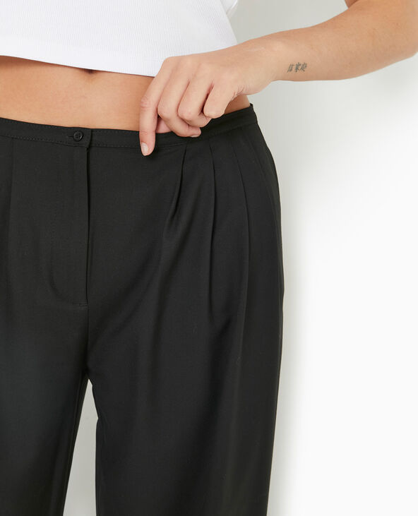 Pantalon large et droit avec pinces noir - Pimkie