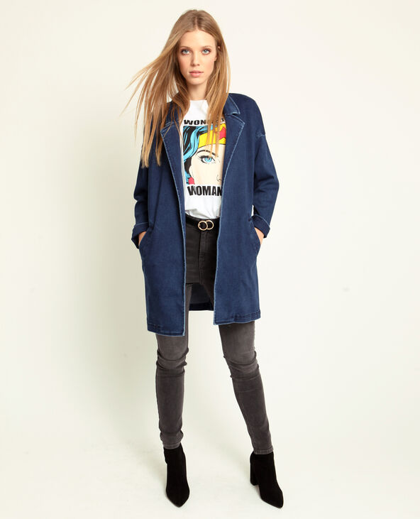 Veste longue en jean bleu - Pimkie