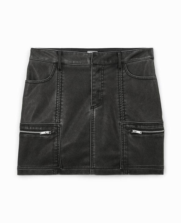 Jupe courte en simili gris foncé - Pimkie