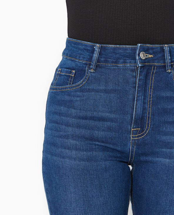 Corsaire skinny en jean stretch taille haute bleu - Pimkie