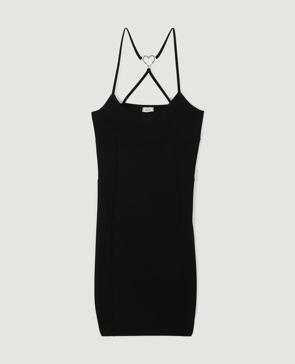 Robe courte avec cœur strass noir - Pimkie