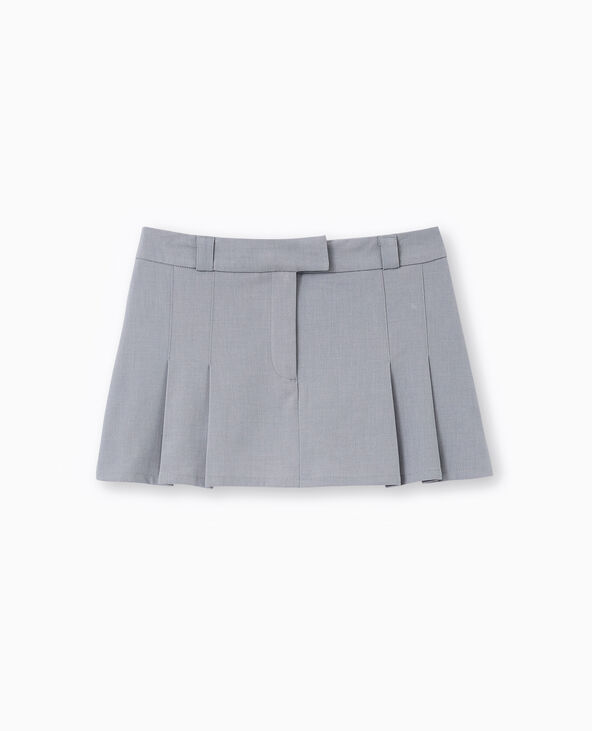 Mini jupe-short avec plis devant gris - Pimkie