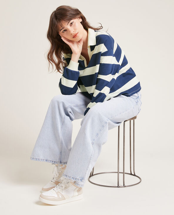 Sweat col polo bleu marine - Pimkie