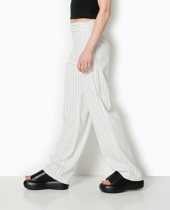 Pantalon droit rayé taille haute noir - Pimkie