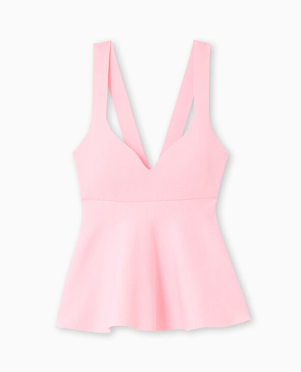Top peplum en maille serrée encolure cœur rose - Pimkie