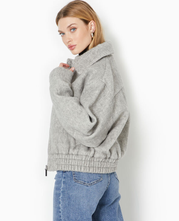 Blouson en drap de laine avec col blanc - Pimkie