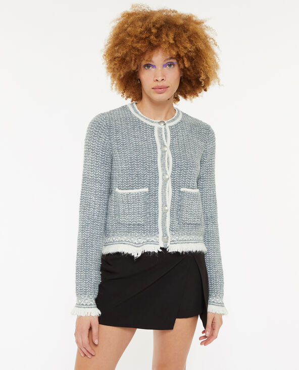 Gilet col rond avec boutons métalliques gris - Pimkie
