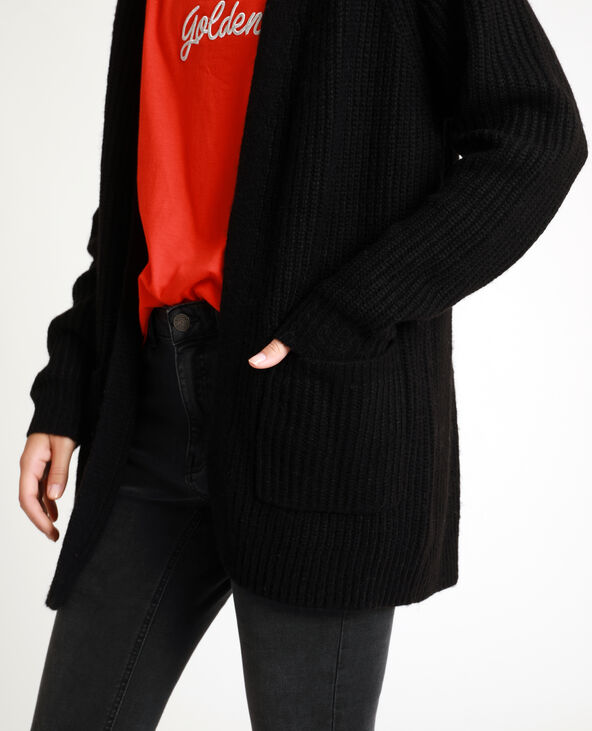 Gilet mi long noir femme outlet