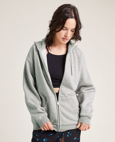 Sweat zippé avec capuche gris chiné - Pimkie