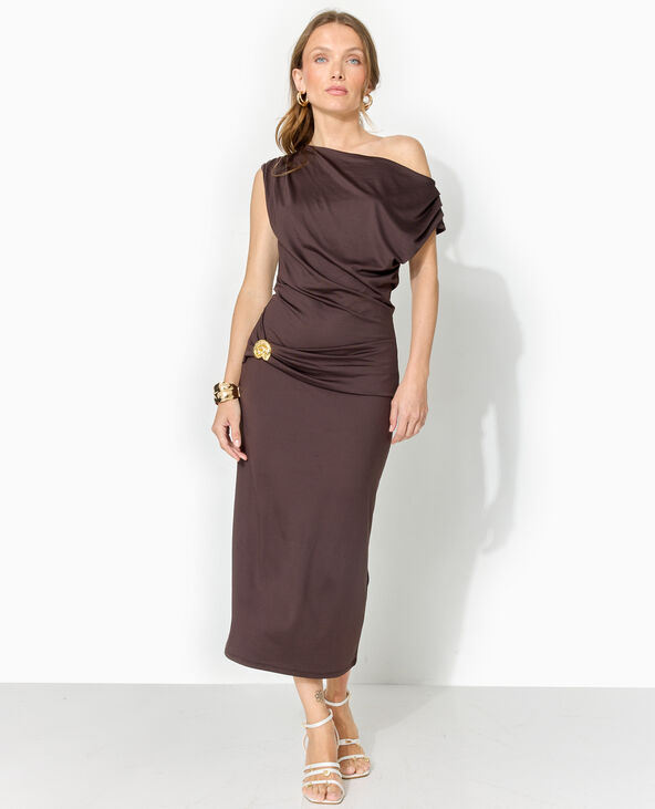 Robe longue avec ceinture bijou marron - Pimkie