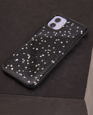 Coque iPhone "cœurs" noir - Pimkie