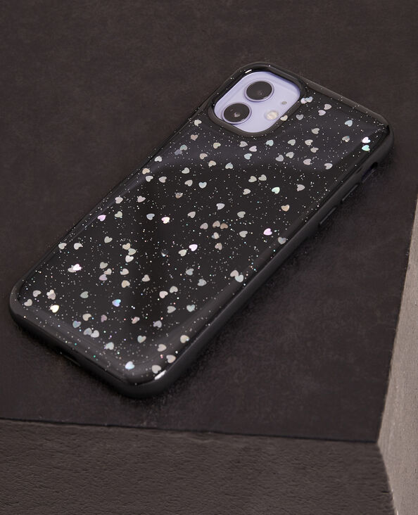 Coque iPhone "cœurs" noir - Pimkie