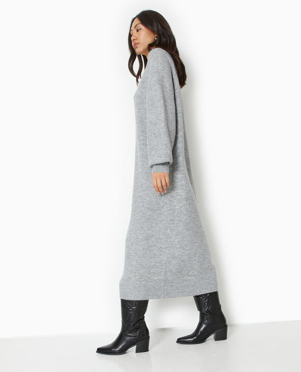 Robe longue en maille tricot gris chiné - Pimkie