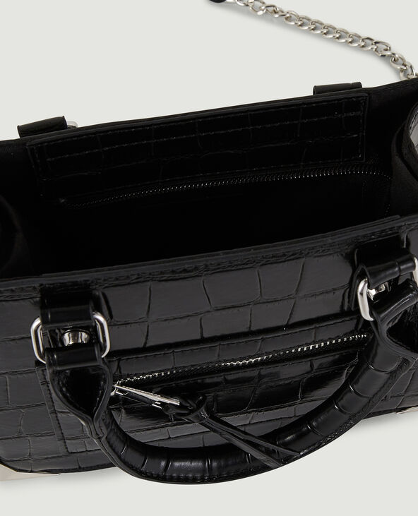 Sac boxy effet croco avec chaîne noir - Pimkie