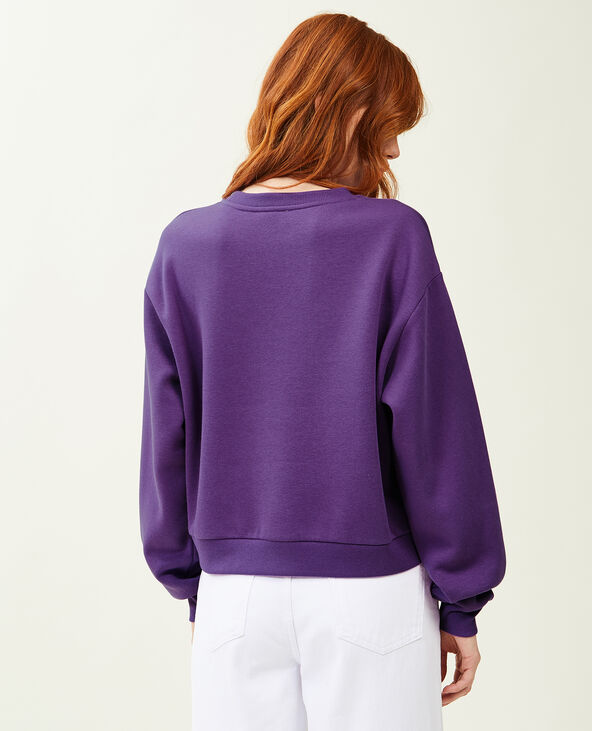Sweat court col rond violet - Pimkie