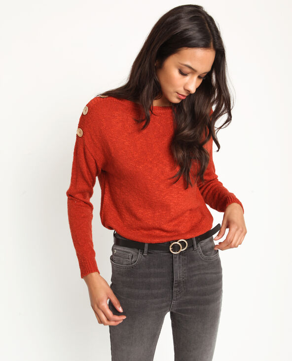 Pull boutonné bordeaux - Pimkie