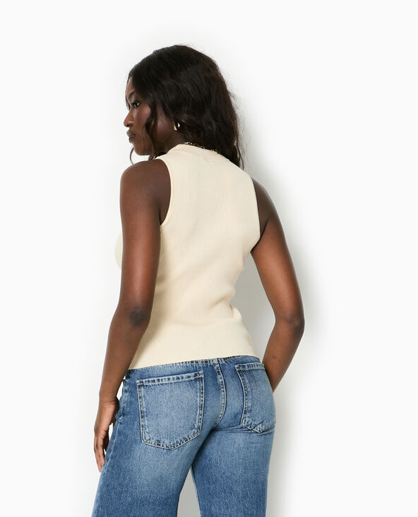 Top sans manches en maille côtelée beige - Pimkie