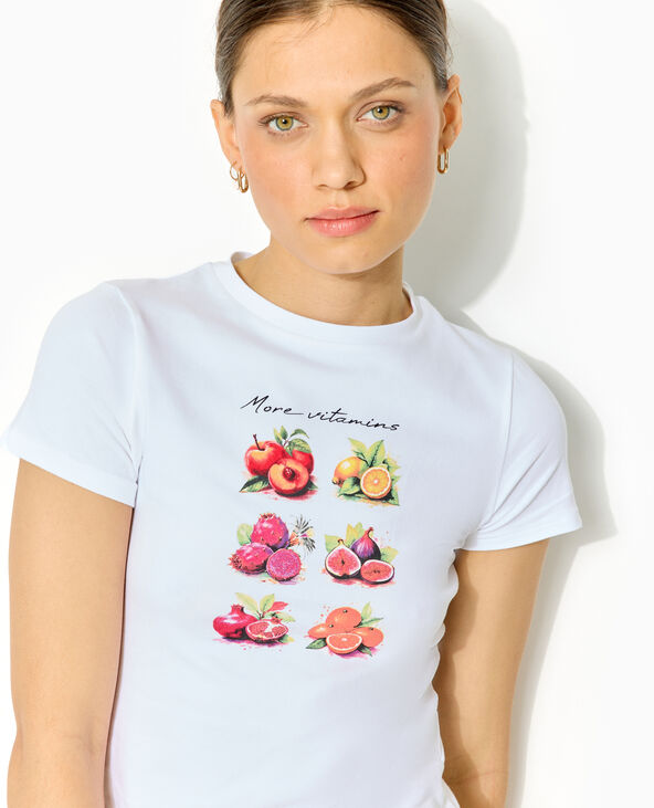 T-shirt manches courtes avec print devant blanc - Pimkie