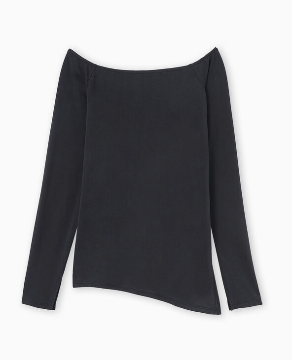 Top manches longues encolure Bardot noir - Pimkie